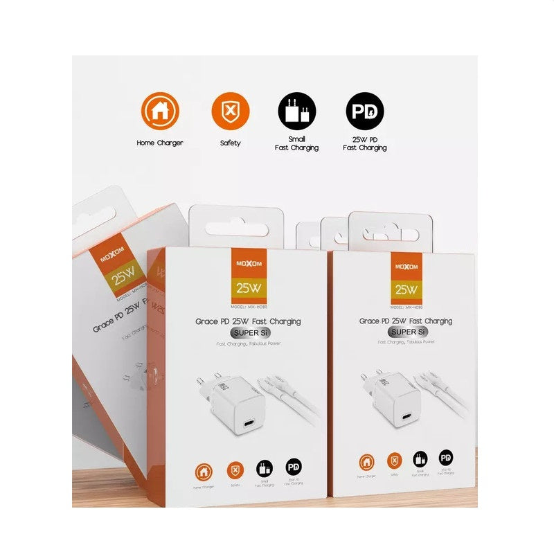 Cargador De Pared Carga Rapida Usb C A Lightning Moxom 25w