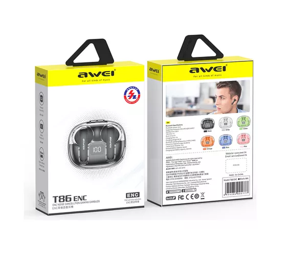 Audifonos Inalambricos Bluetooth 5.3 Awei T86 ENC