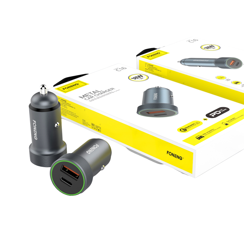 Cargador Para Auto Carga Rapida Dual Usb Tipo C 18w