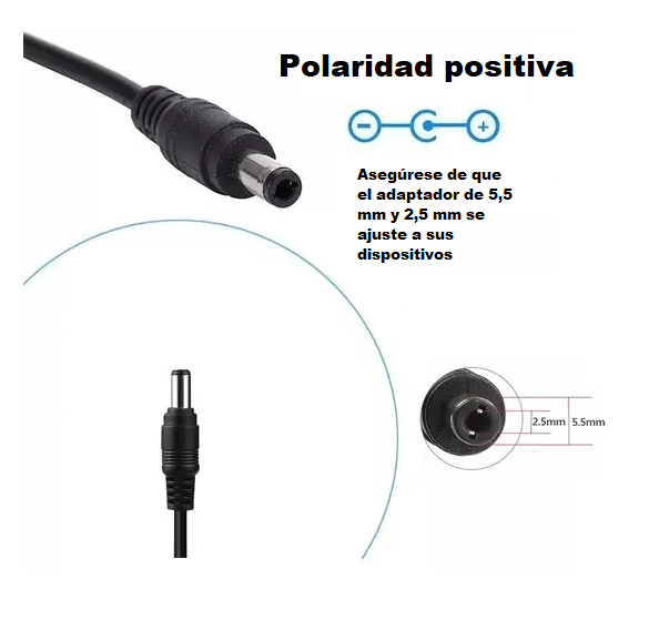 Cable Adaptador De Corriente 2.5x5.5mm Irm