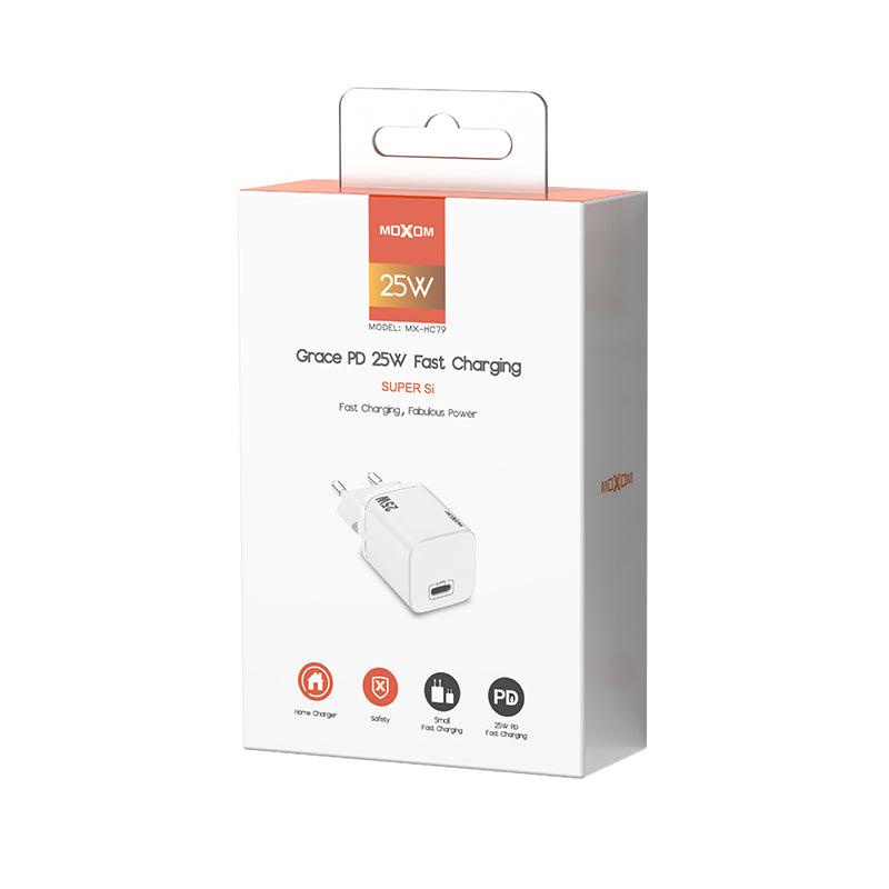 Adaptador De Pared Usb C Carga Rapida Moxom 25w