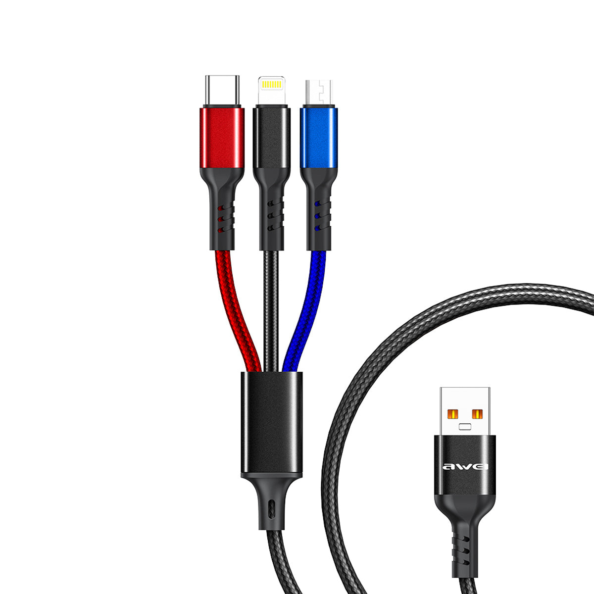 Cable 3 En 1 Lightning Tipo C Micro Usb Awei Cl-971