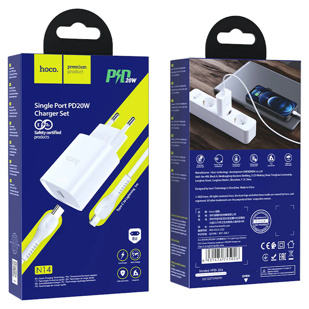 Cargador Rapido Hoco N22 25w Tipo-c A Lightning Certificado