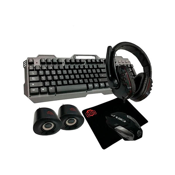 Teclado Gamer Audifonos Mouse Parlantes Mousepad Kit DGX