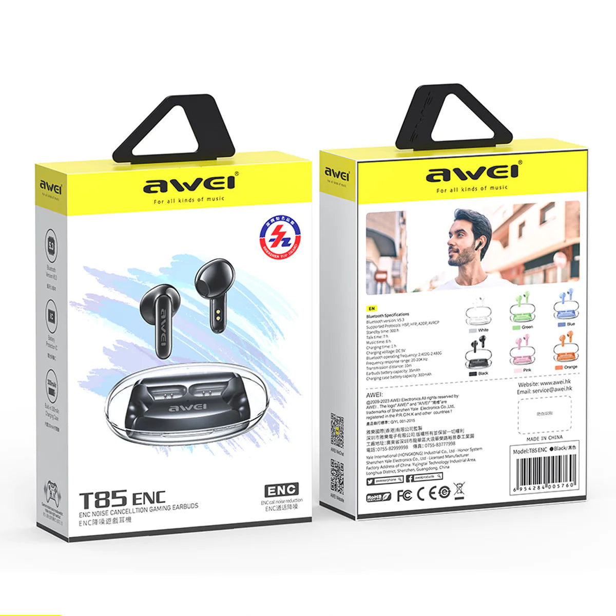 Audifonos Awei T85 ENC TWS In Ear Bluetooth - Cancelación Activa de Ruido