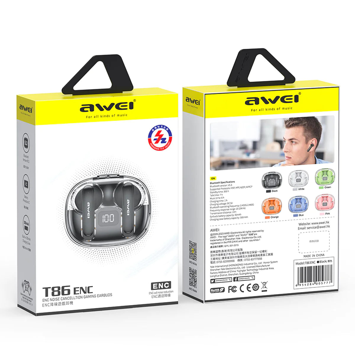 Audifonos Awei T86 ENC TWS In Ear Bluetooth - Cancelacion de Ruido Activa