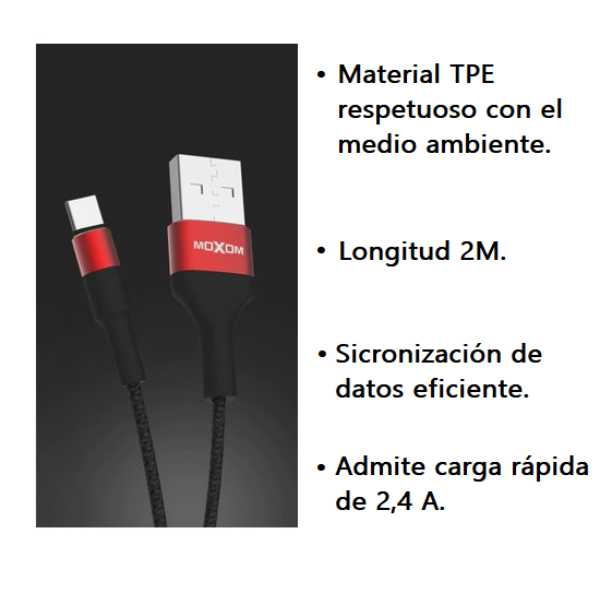 Cable Tipo C 2 Metros Moxom CC-54