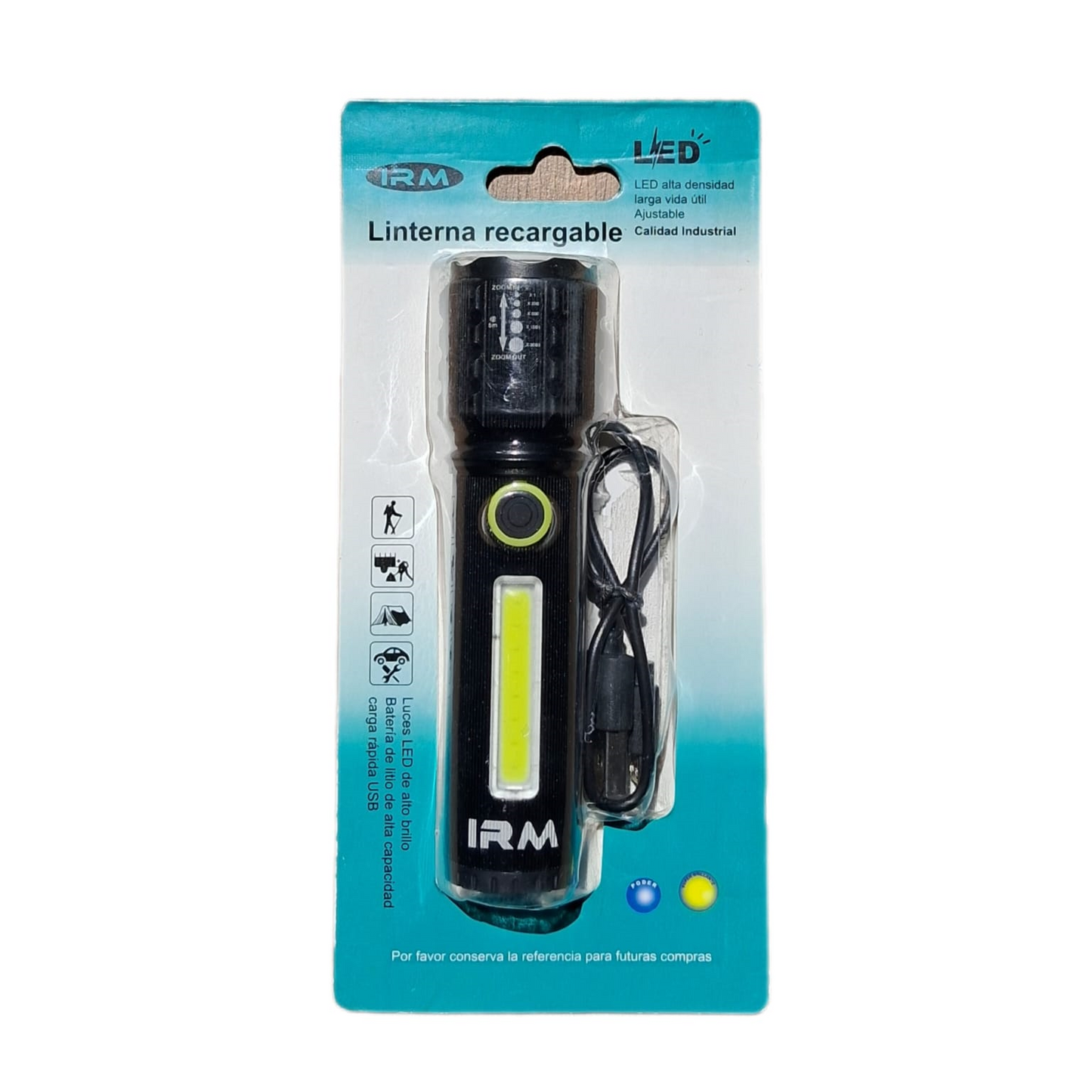 Linterna Led Recargable Usb Larga Distancia IRM