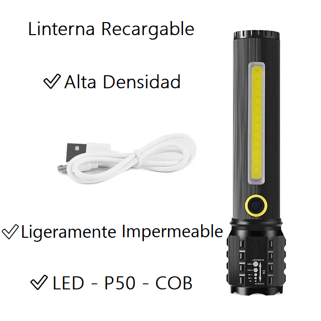 Linterna De Mano Recargable Led 10w Usb Irm-09073