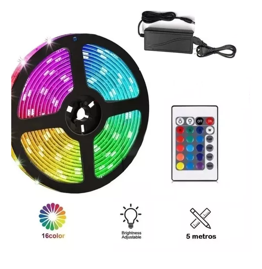 Cinta Luces Led Rgb 5metros Con Control 12v