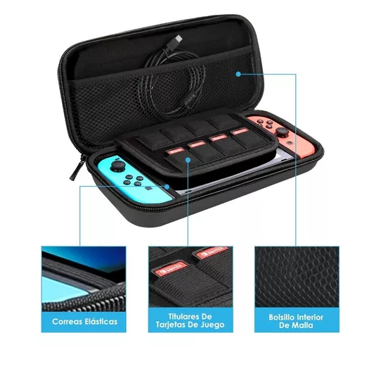 Kit Protector Nintendo Switch Oled Estuche Fundas 8 En 1