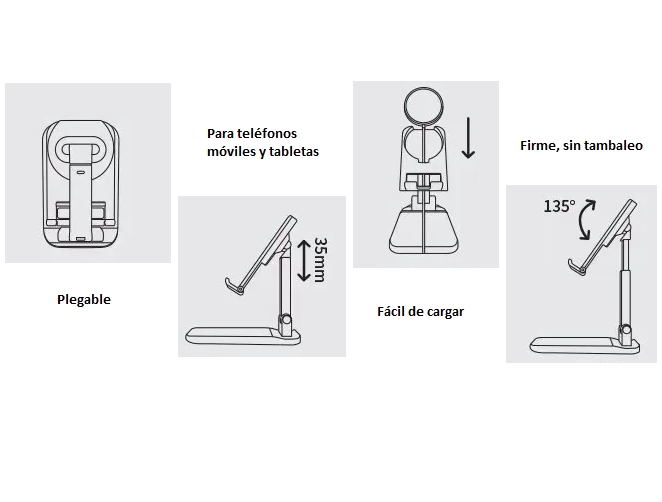 Soporte de Telefóno y Tablet Plegable Pórtatil No.s009