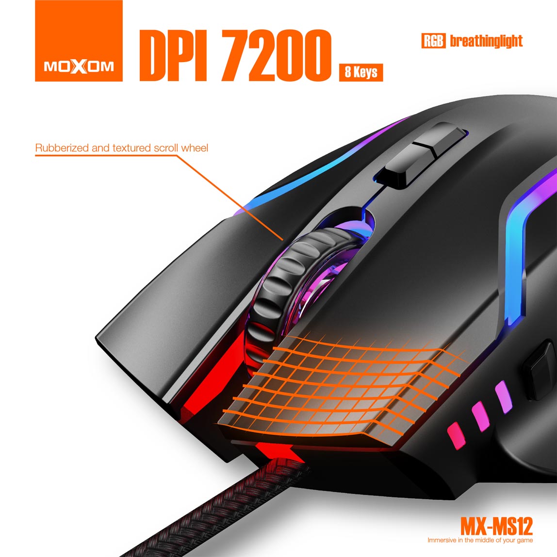 Mouse Gamer Luz Rgb Moxom Mx-ms12