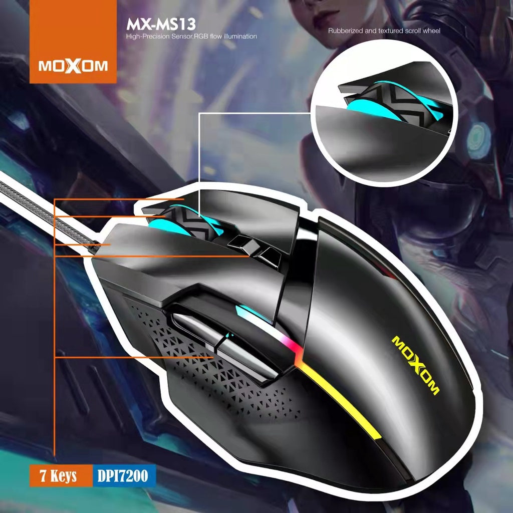 Mouse Gamer Luz Rgb Moxom Mx-ms13