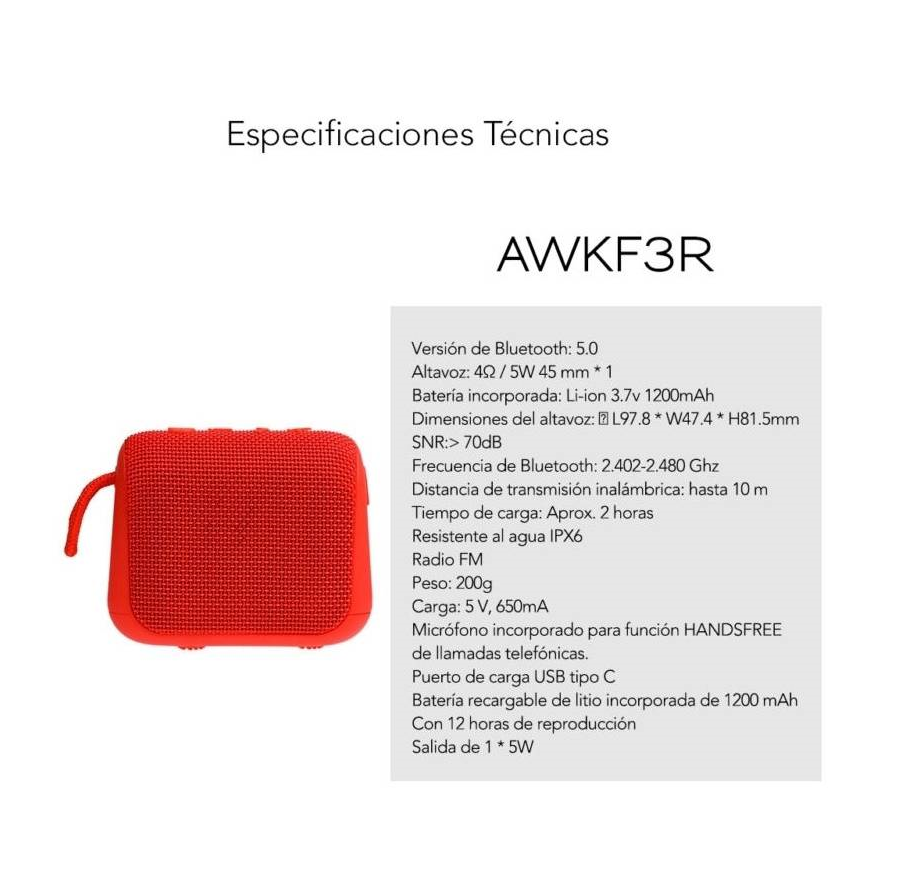 Parlante Inalámbrico Impermeable Aiwa AWKF3R