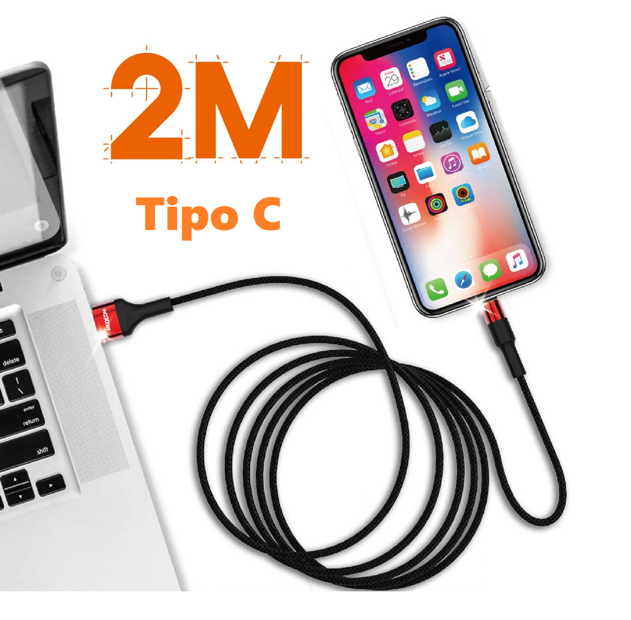 Cable Tipo C 2 Metros Moxom CC-54